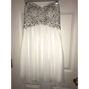 White Sparkly Flowy Homecoming/Prom Dress